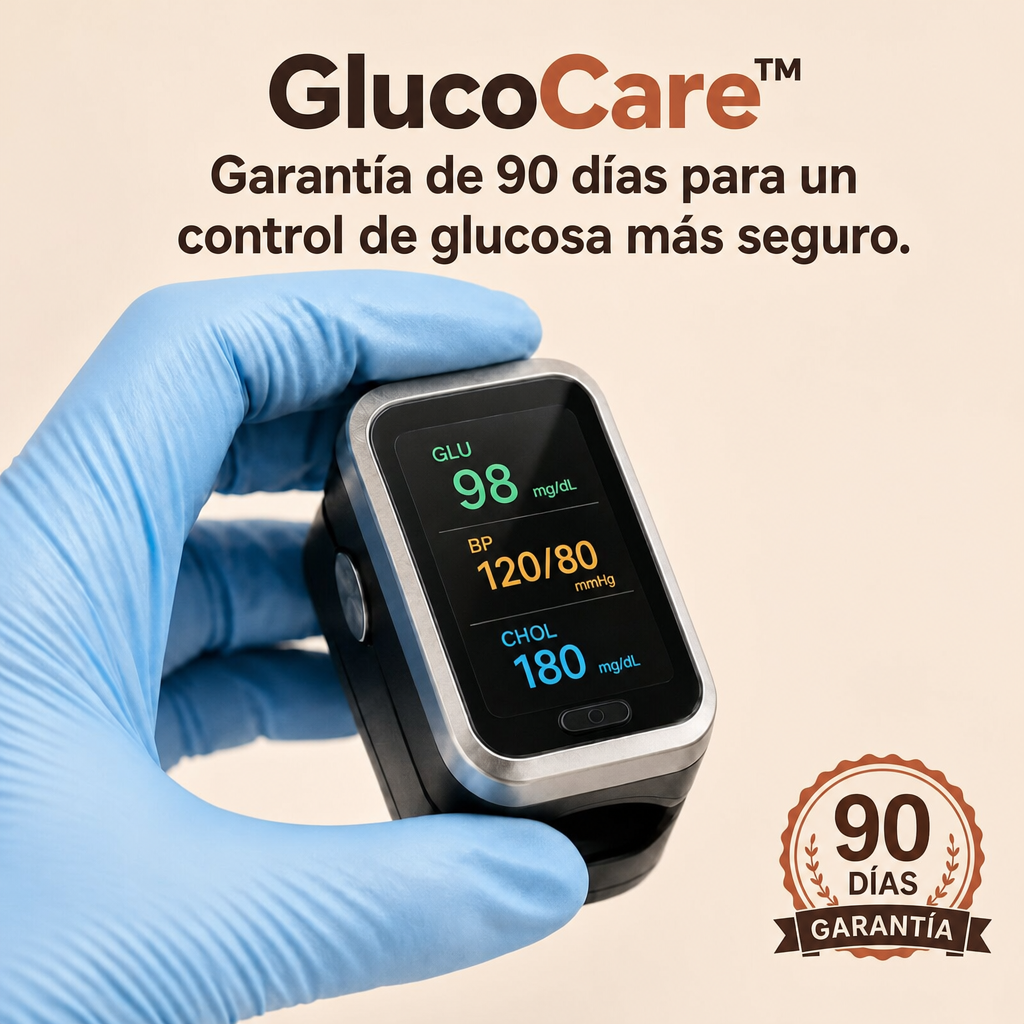 GlucoCare™ 4 en 1 – Mide Glucosa, Colesterol, Presión y Oxígeno Sin Dolor + ENVÍO GRATIS